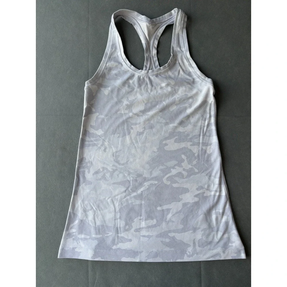 Lululemon Tank Top Women's White Camo Racerback Scoop Neck Performance Pullover